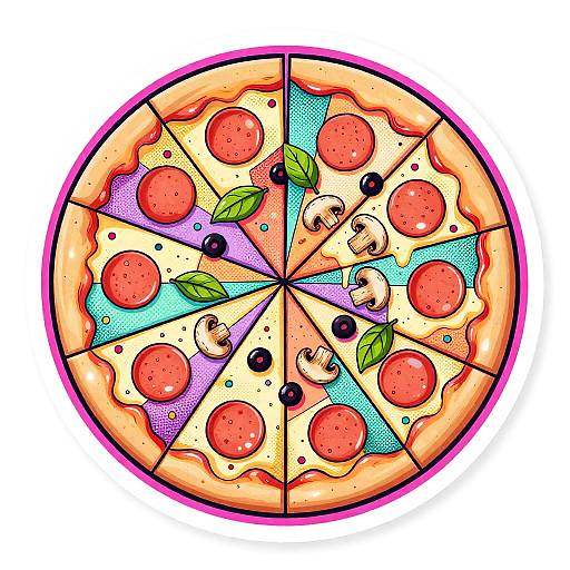 Neon Memphis Pizza Pop Art Sticker