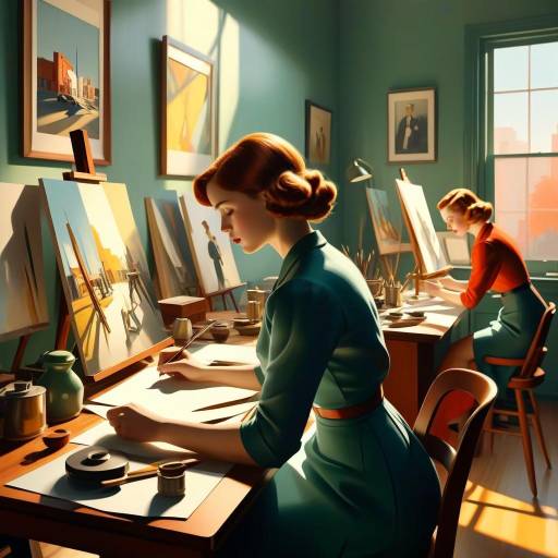 Elegant Mid-Century Studio Art Scene
