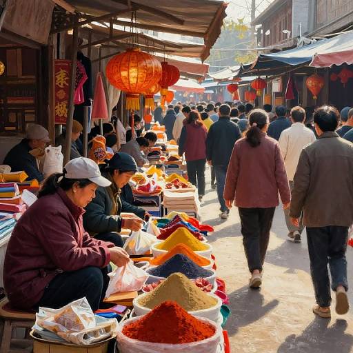 Vibrant Chinese Street Market Scene