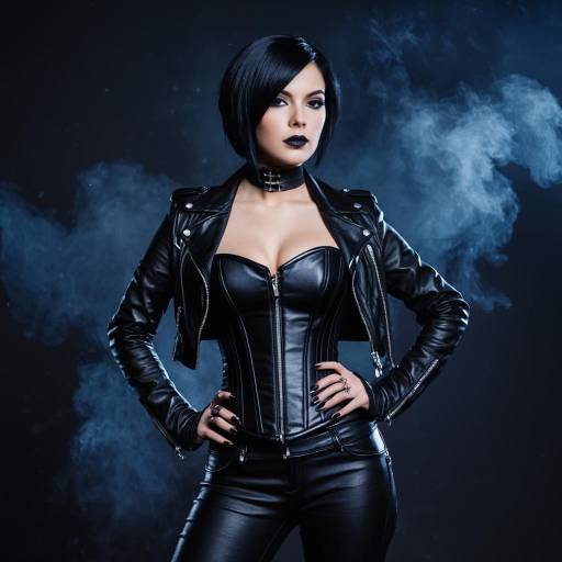Confident Woman in Edgy Goth Leather Outfit