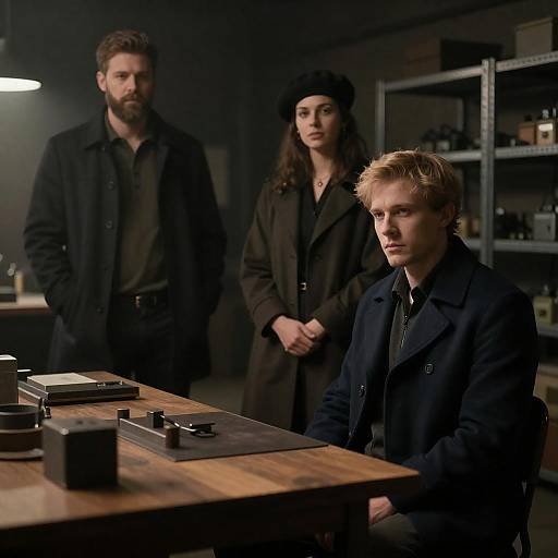 Serious Trio in Industrial Setting