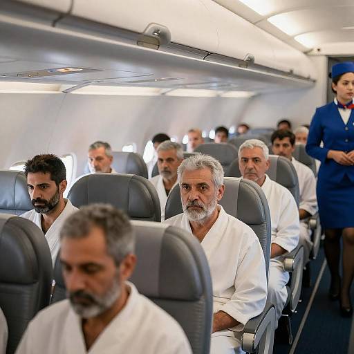 Crowded Airplane Cabin with Unique Passengers
