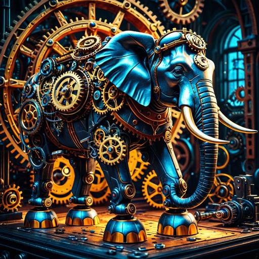 Mechanical Elephant with Clockwork Limbs