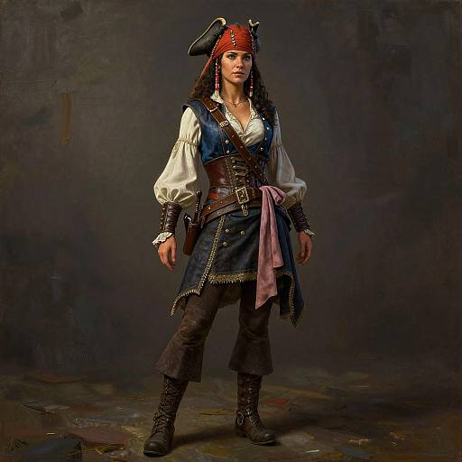 Intricately Detailed Woman Pirate Painting