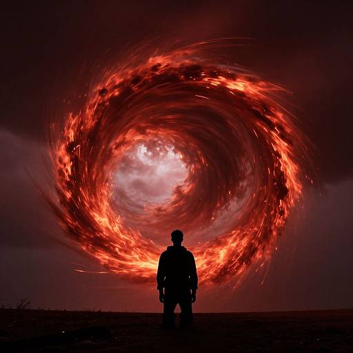 Dramatic Silhouette Amid Raging Tornado