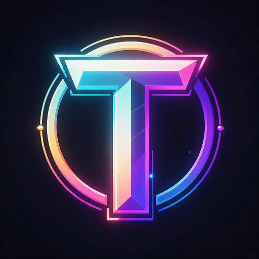 Futuristic Neon T Logo Design