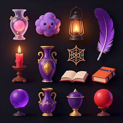 Mystical Magical Items Grid Display