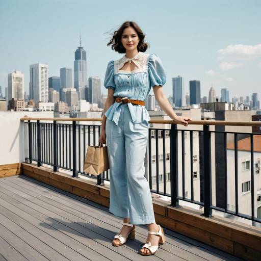 Chic Urban Outfit on Rooftop Terrace