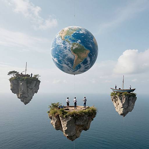 Surreal Floating Islands Fishermen