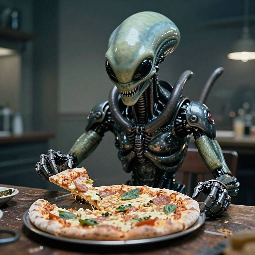 Cinematic Alien Android Pizza Monster
