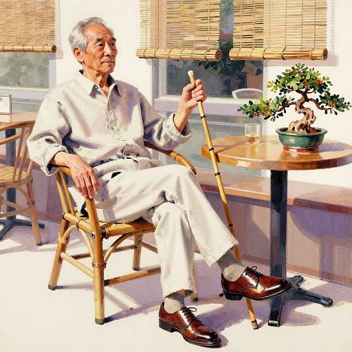 Sunlit Café: Gentleman with Monk-Straps