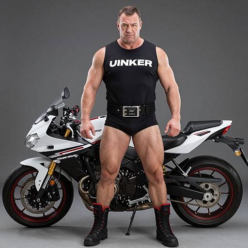 Strongman Next to Motorcycle Costume