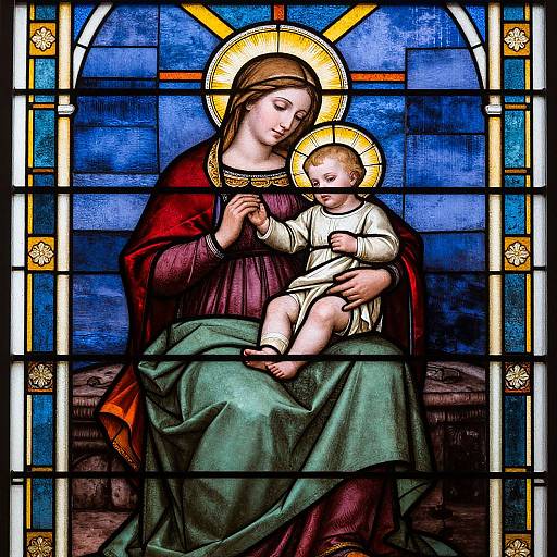Madonna and Child Stained Glass Art