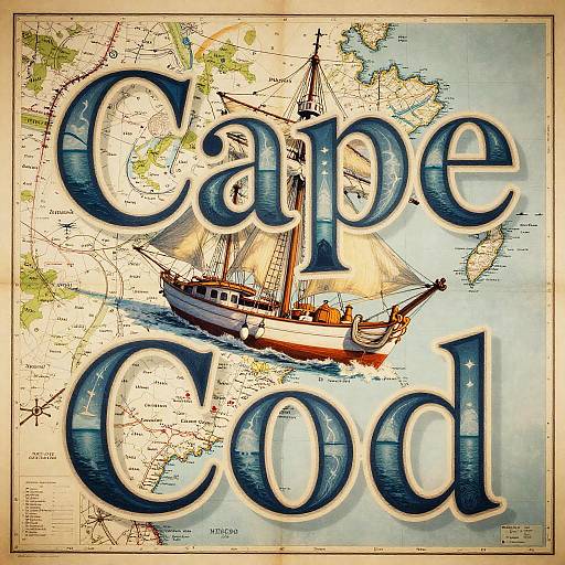 Cape Cod Typography on Nautical Map