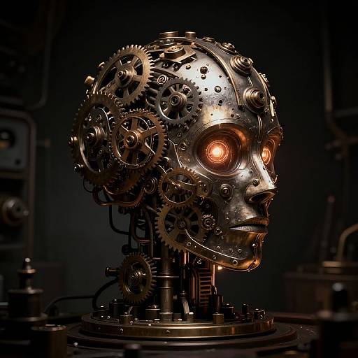 Surreal Steampunk Head Remover Device