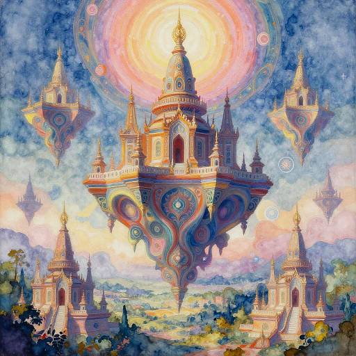Surreal Psychedelic Floating Temples