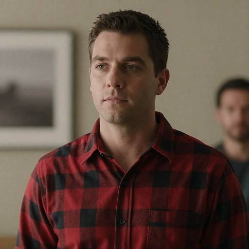 Man in Red Plaid Shirt Indoors