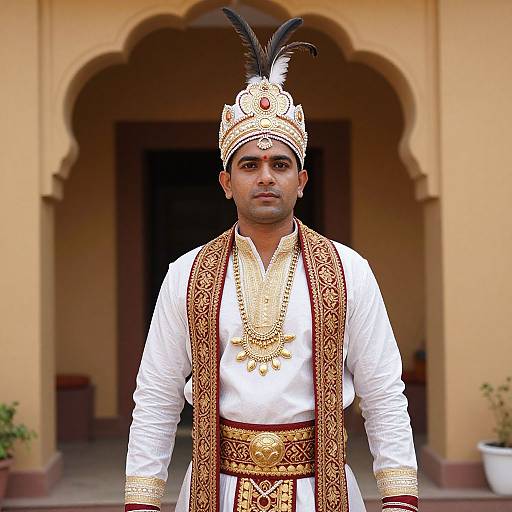 Traditional Indian Male Costume with Headdress