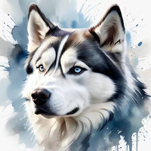 Ethereal Siberian Husky Watercolor Art