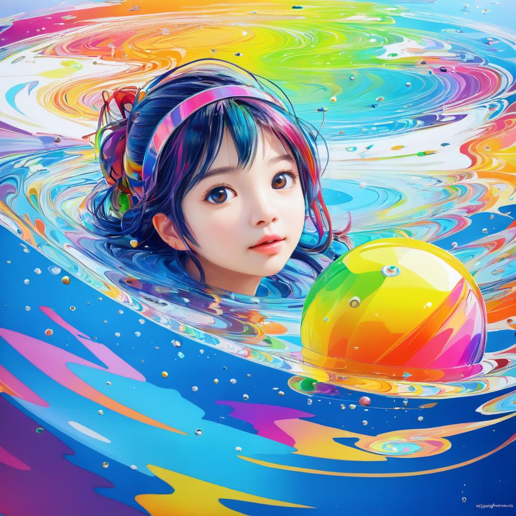 Vibrant Floating Girl in Water