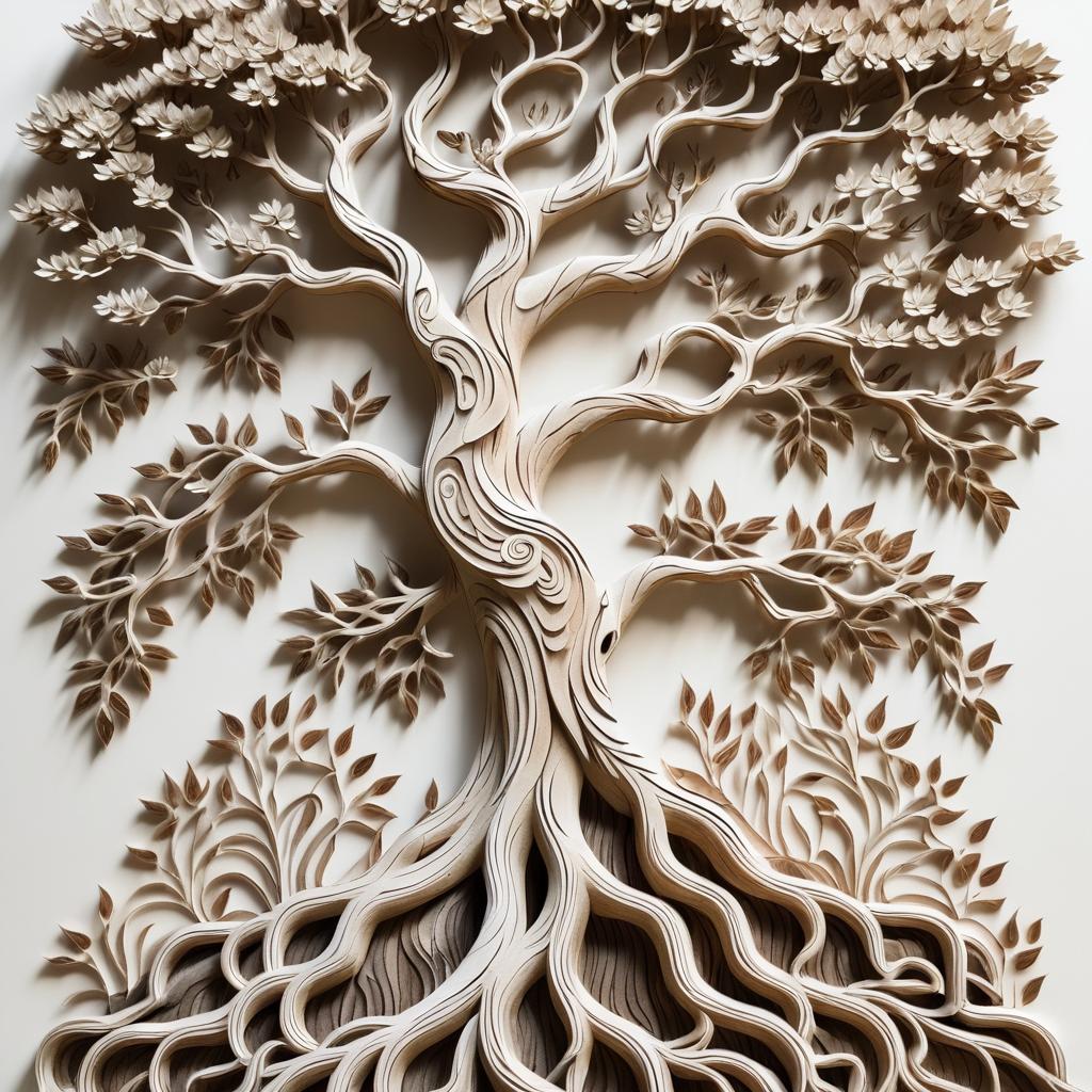 Intricate Ancient Tree with Flowers