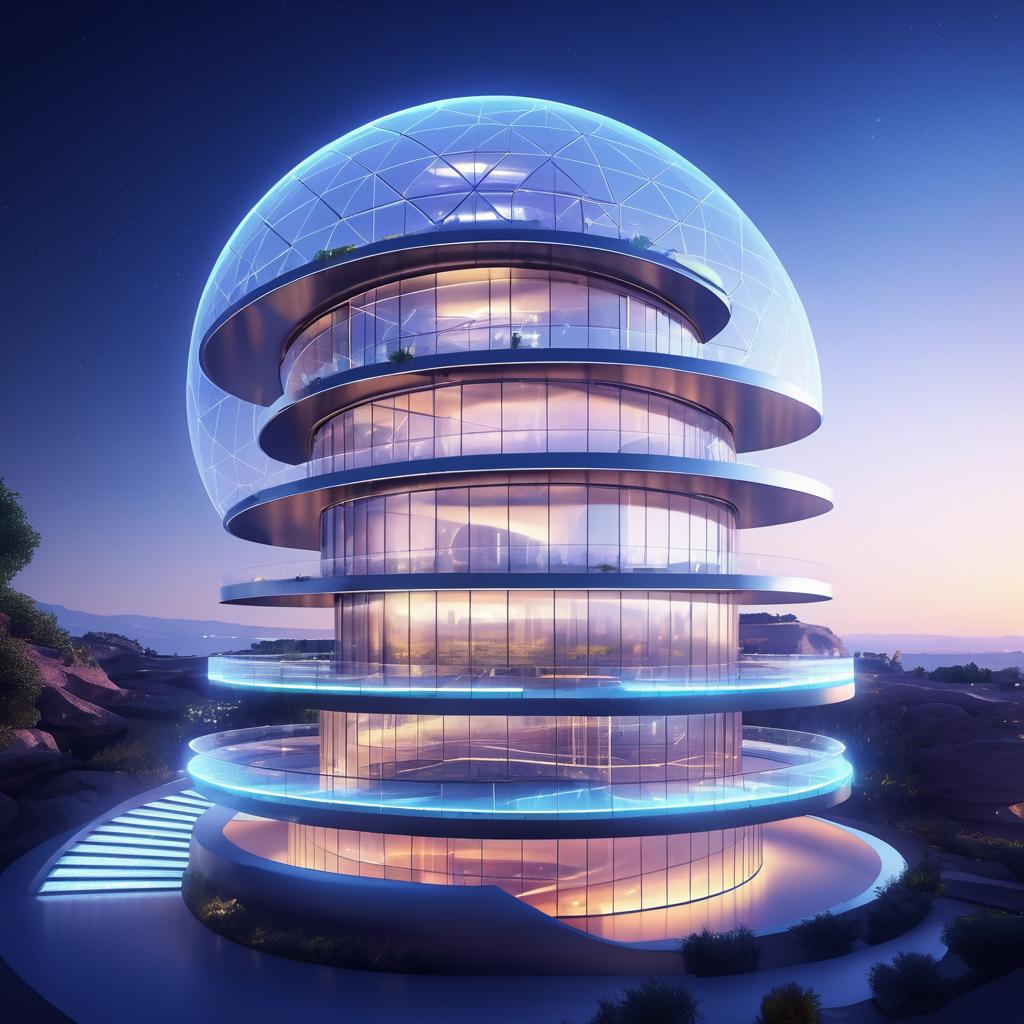 Futuristic Solarpunk Glass Dome Architecture