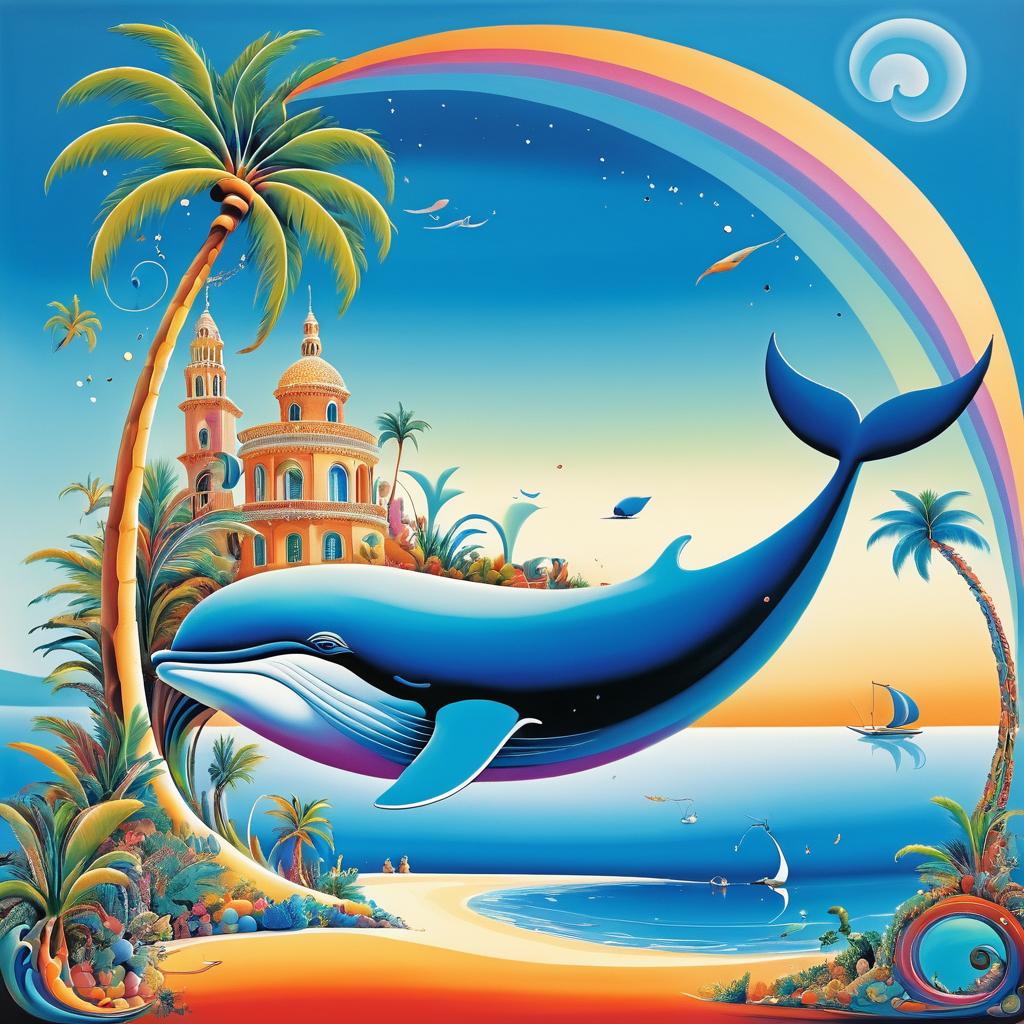 Surreal Whale and Palm Tree Dreamscape