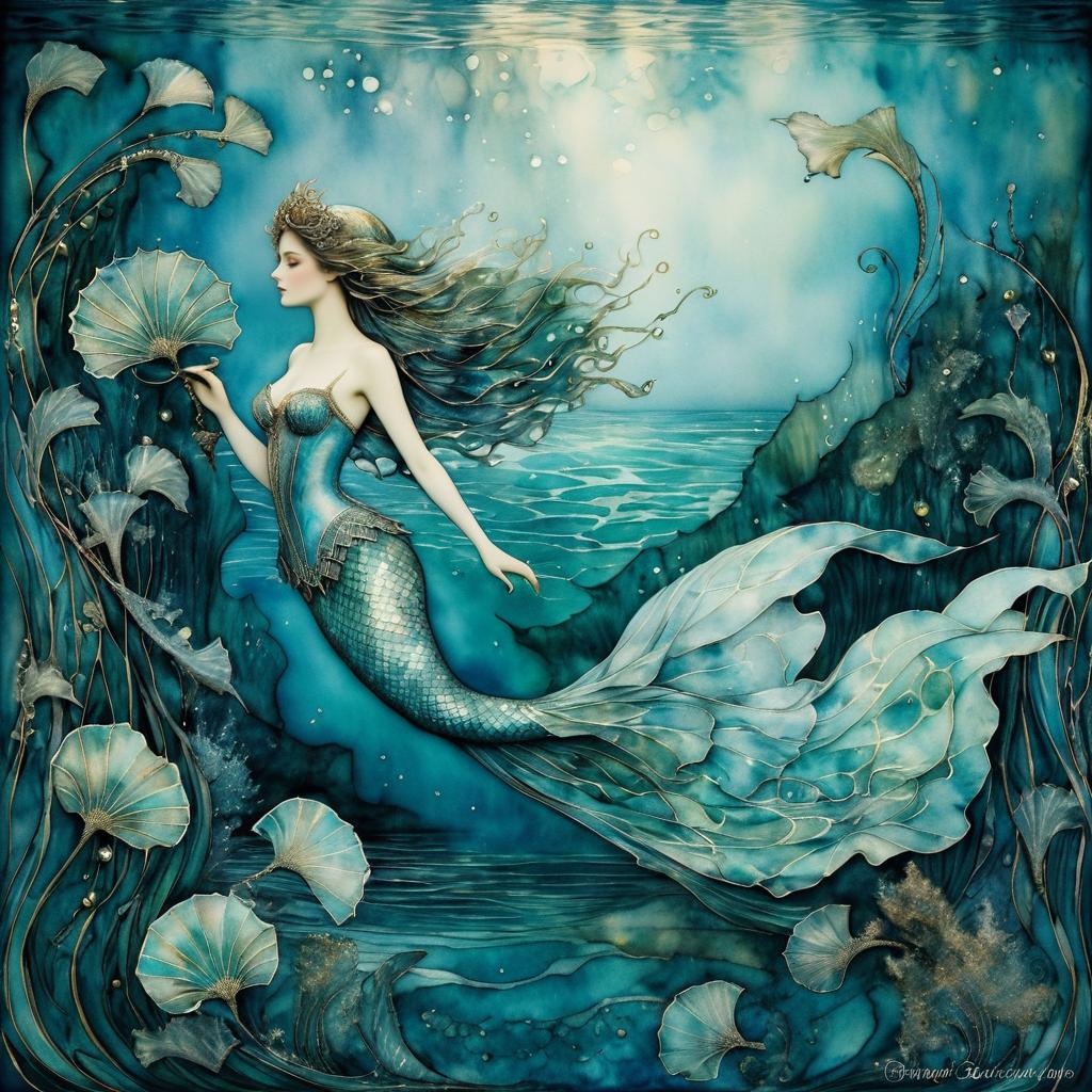 Dreamlike Mermaid in Surreal Style