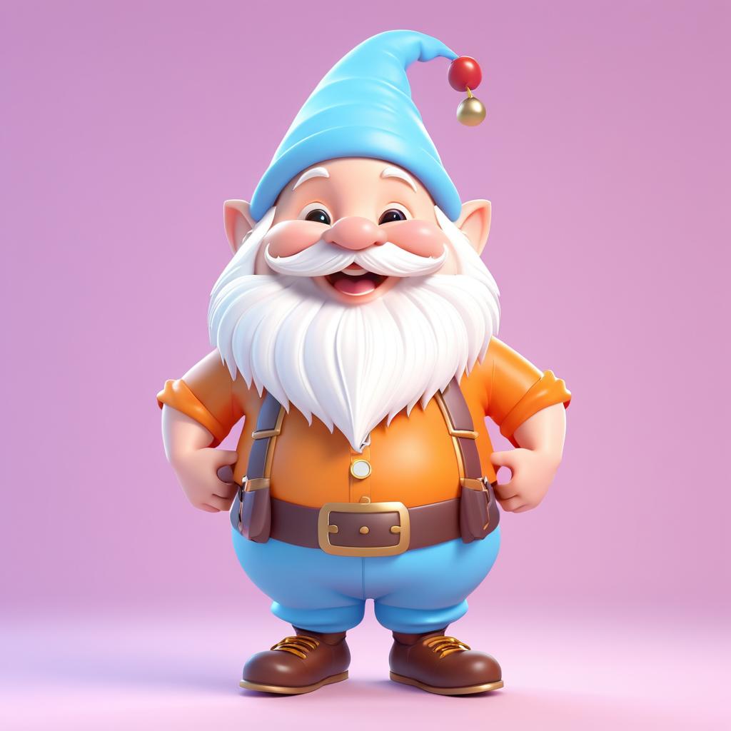 Joyful 3D Kawaii Gnome Character