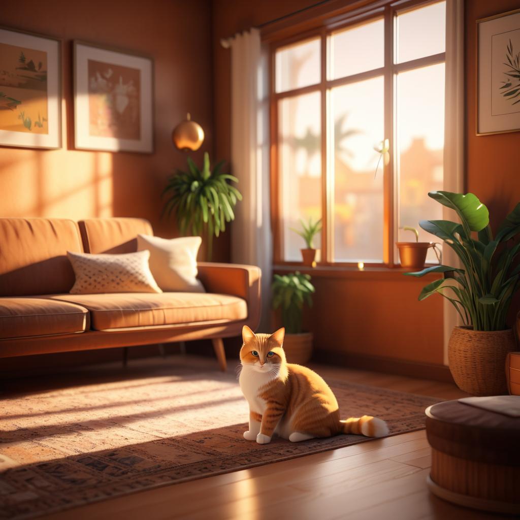 Cozy Cat in a Warm Living Room