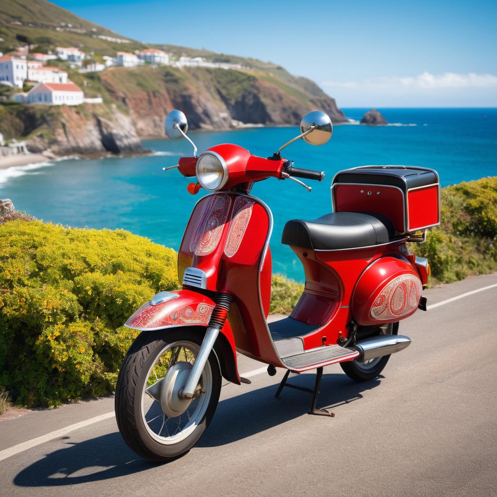 Vintage Moped on Coastal Road