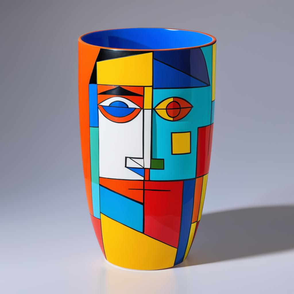 Playful Picasso Vase in Cubist Style