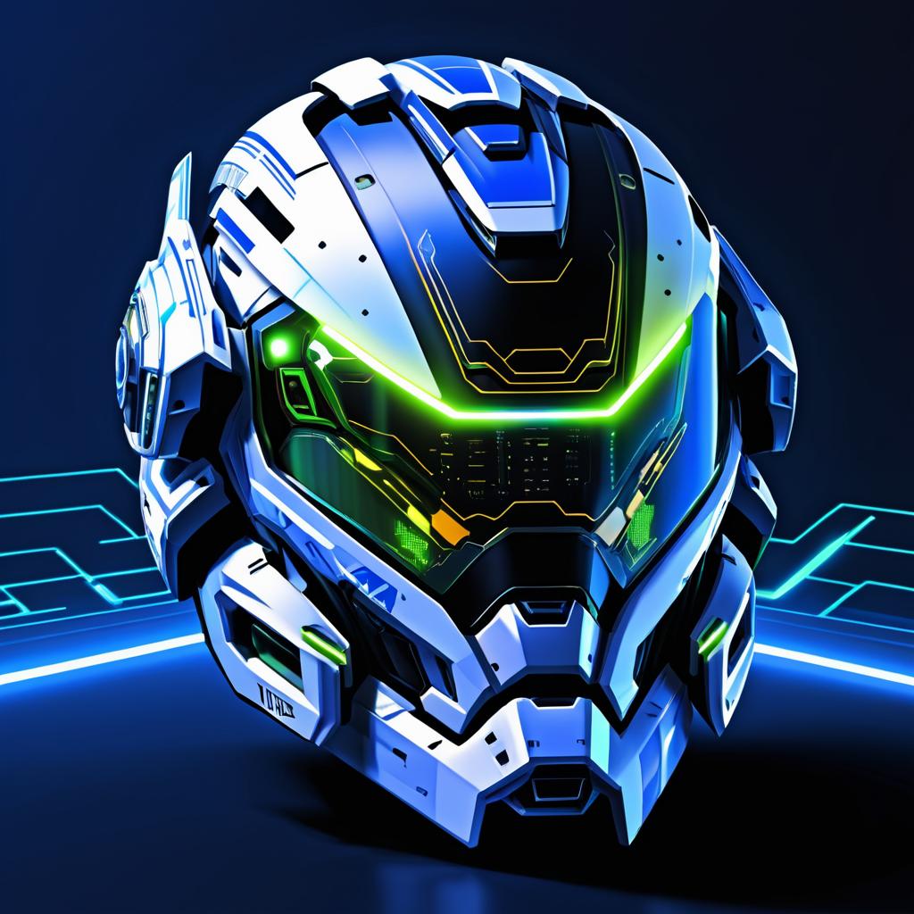 Futuristic Mechanized Helmet in Halo Style