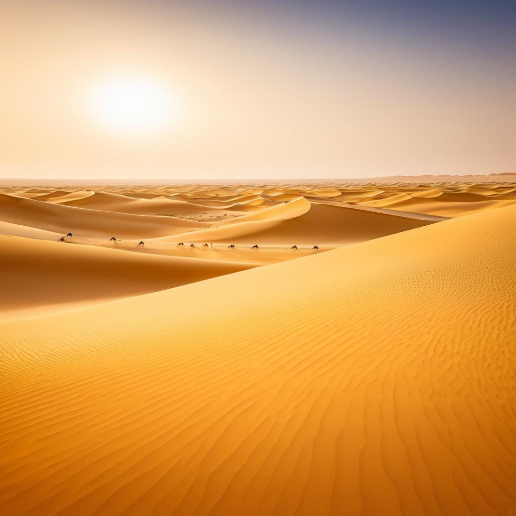 Serene Desert Scene with Wild Camels