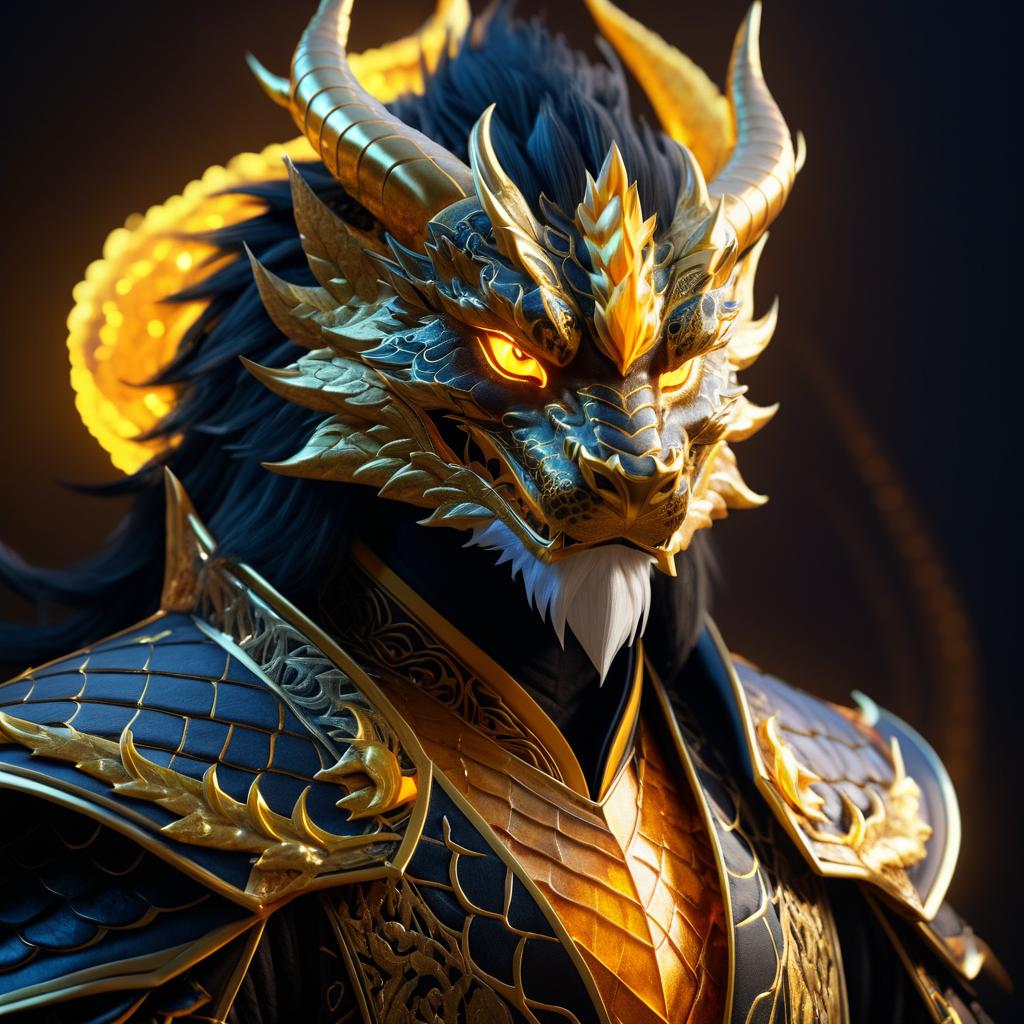 Majestic Asian Dragon Portrait in 8K