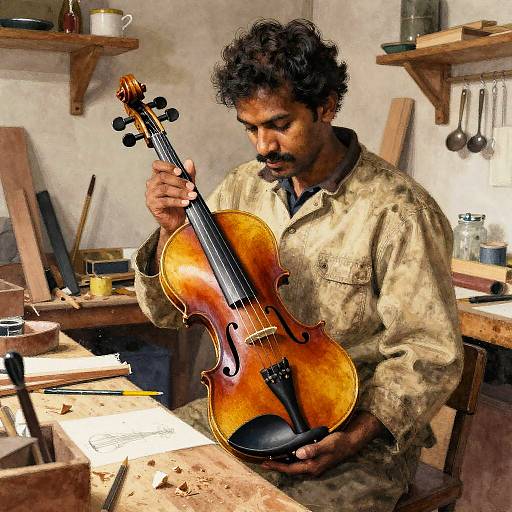 Expressive Watercolor Violin Maker