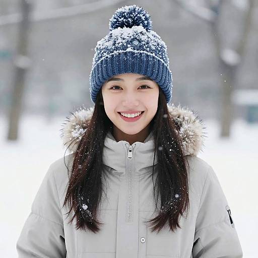 Happy Woman in Winter Coat