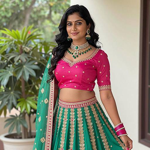 Elegant Indian Woman in Multicolor Attire