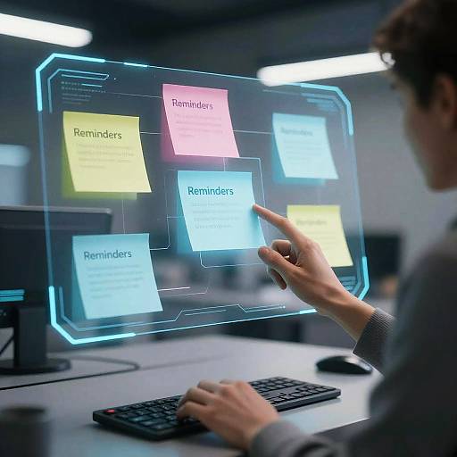 Futuristic Holographic Reminder Workspace
