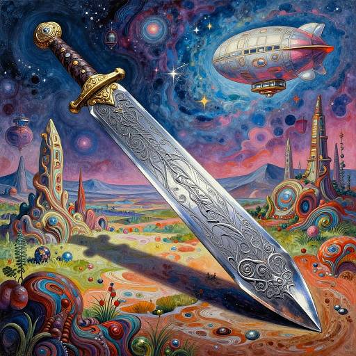 Hyperrealistic Damascus Steel Fantasy