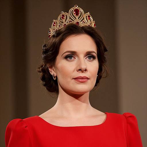 Woman in Soviet Red Dress and Crown