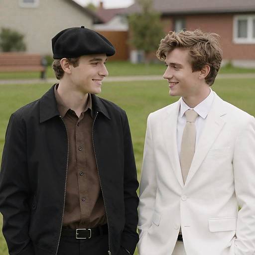 Cheerful Young Men in Outdoor Setting