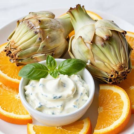 Steamed Artichokes with Basil Dip