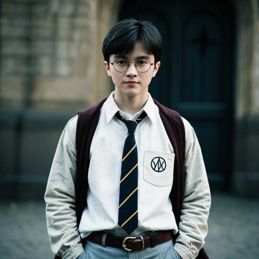 Young Man in School Uniform with Glasses