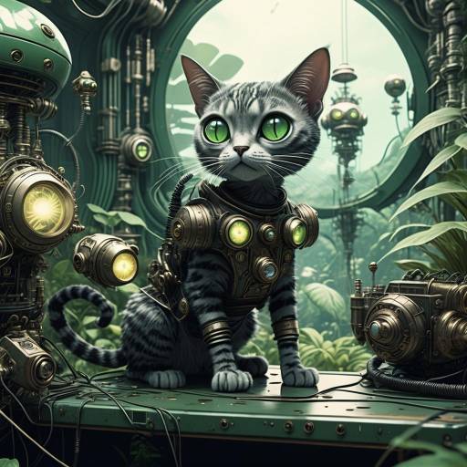 Steampunk Alien Cat in Jungle Sanctuary Steampunk Alien Cat in Jungle Sanctuary