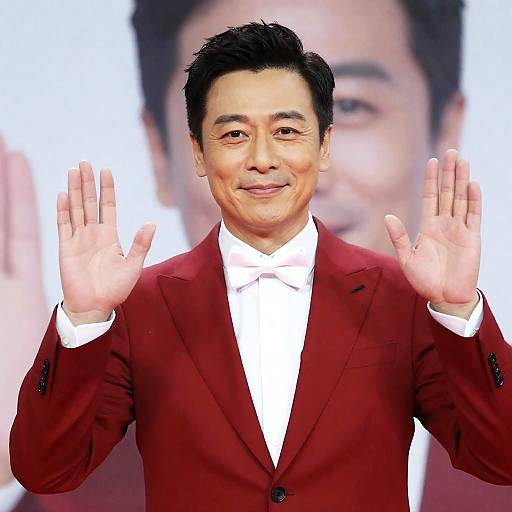 Man in Bright Red Suit Smiling