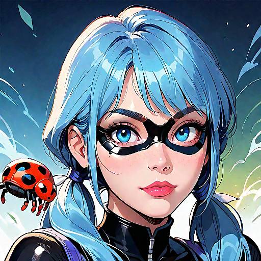 Ladybug Heroine in Blue Bodysuit