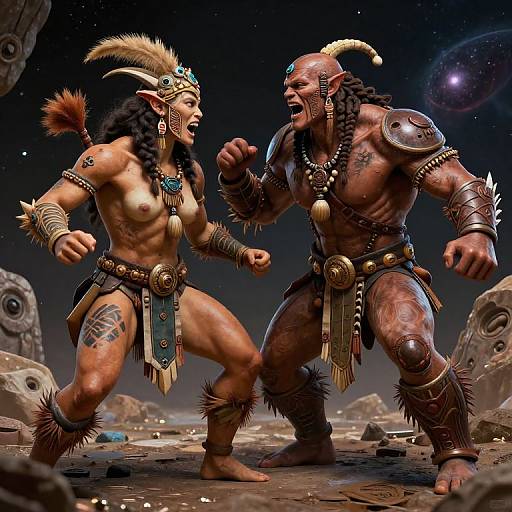 Tribal Space Amazon Cyborg Battle