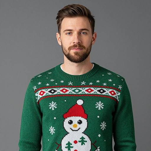 Man in Festive Green Sweater