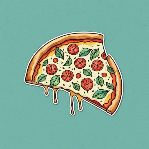 Quirky Watercolor Pizza Sticker Design
